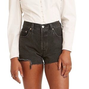 Levi's 501 Original High Rise 2.5" Inseam Black Distressed Denim Shorts Size 33
